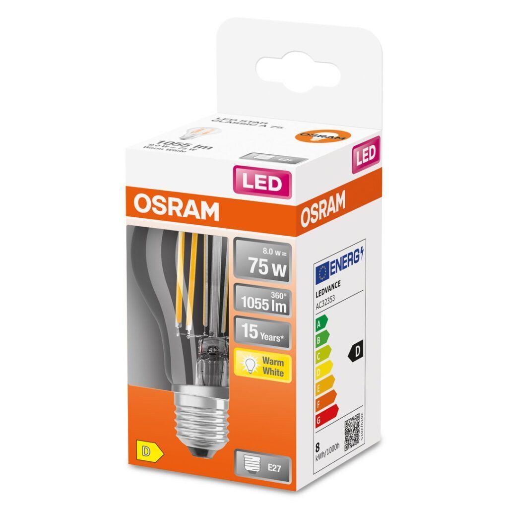 Osram led pære norm (75) e27 klar 827