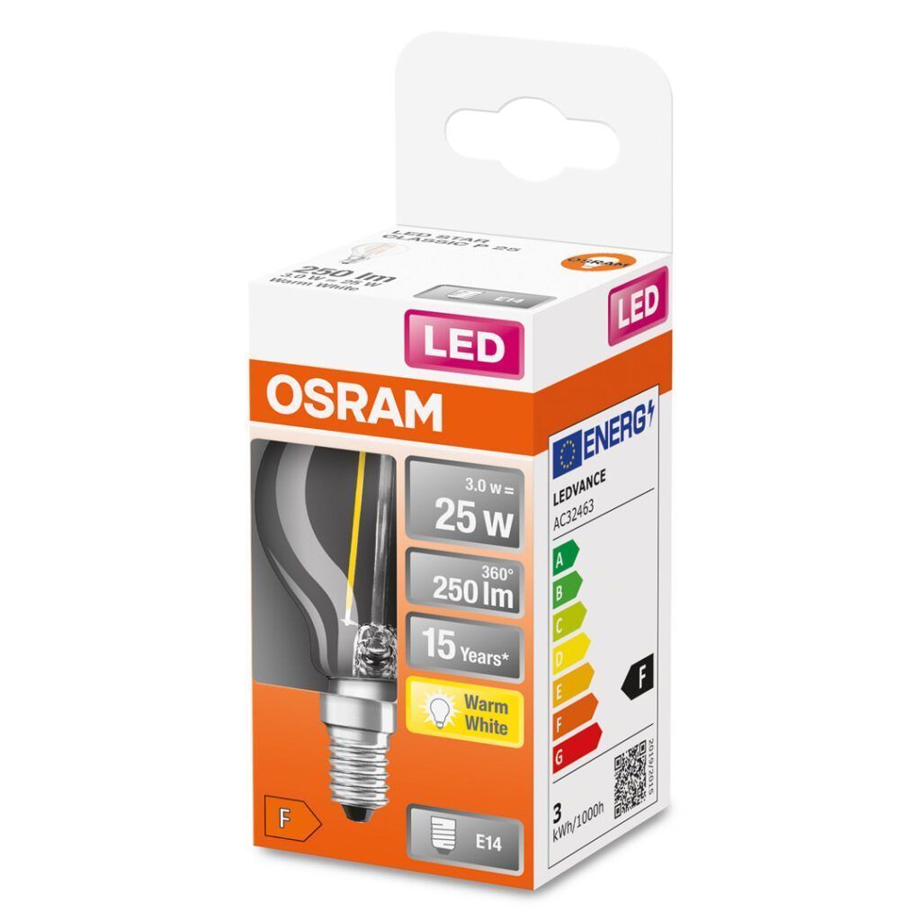 Osram led pære klot (25) e14 klar 827