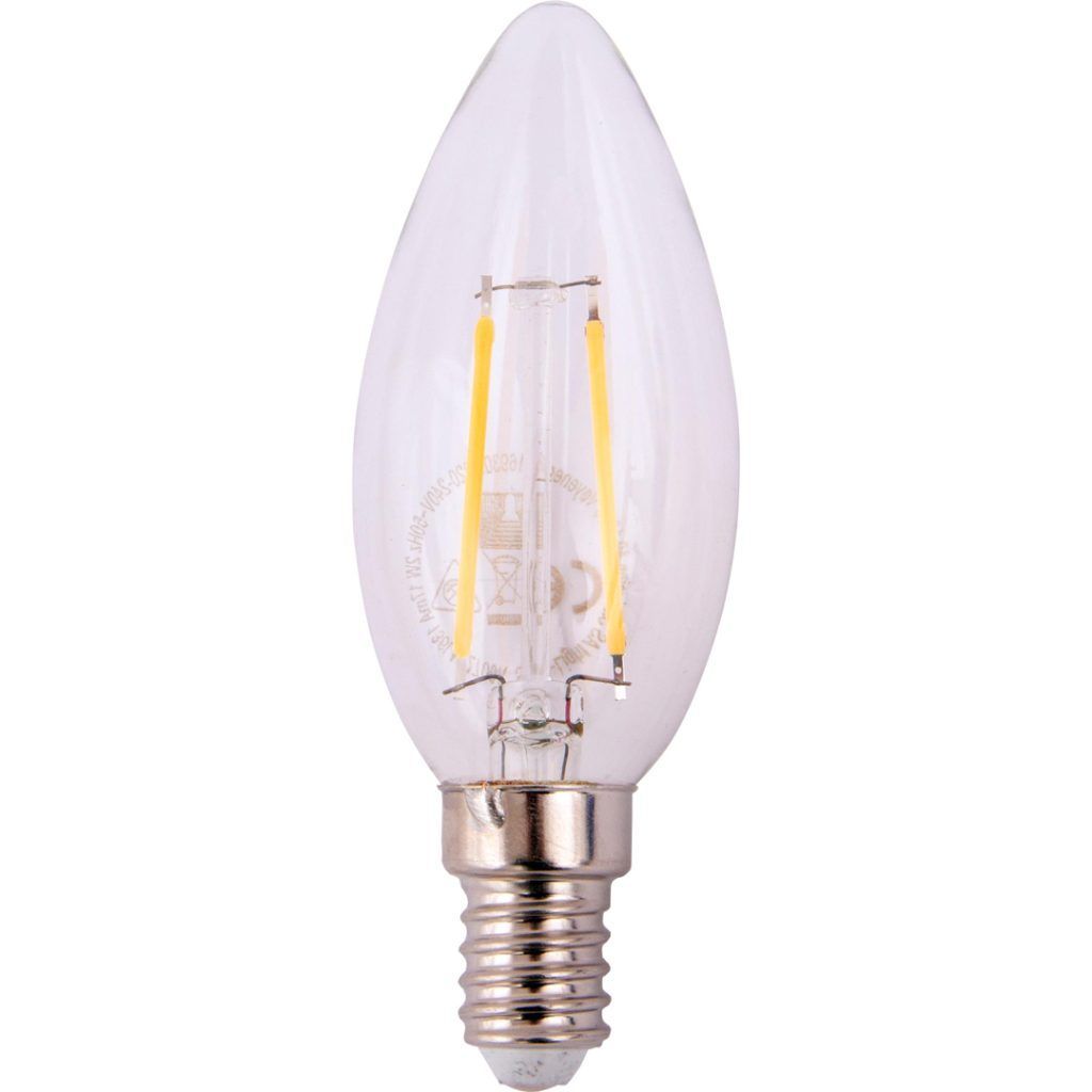 Filament ledpære mignon 2w klar e14