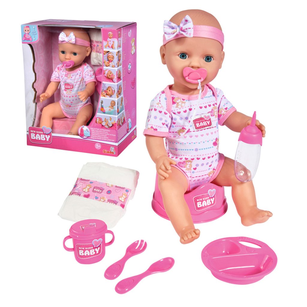 New born baby spise tisse dukke
