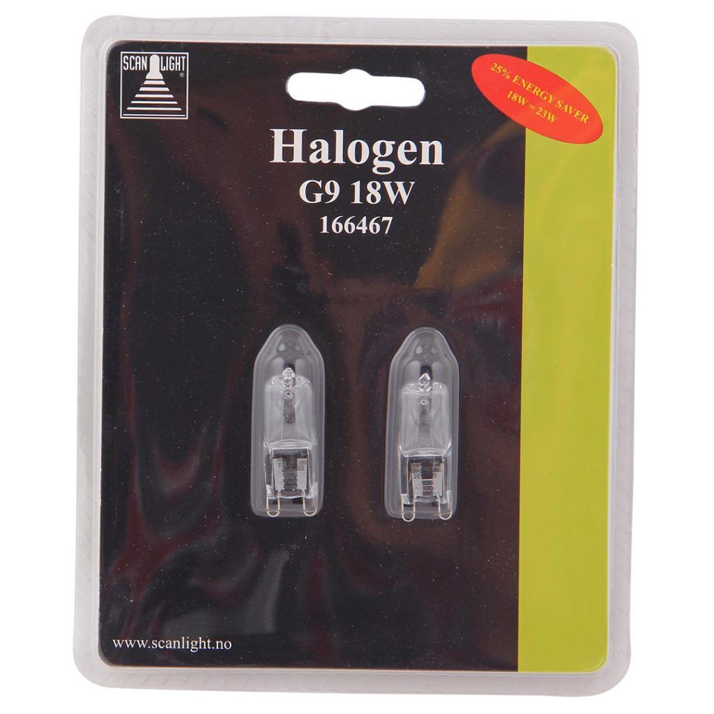 Lyspære g9 halogen 18w (23w) 2-pk