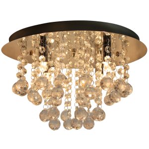 Neptun taklampe ø35cm krom og krystall