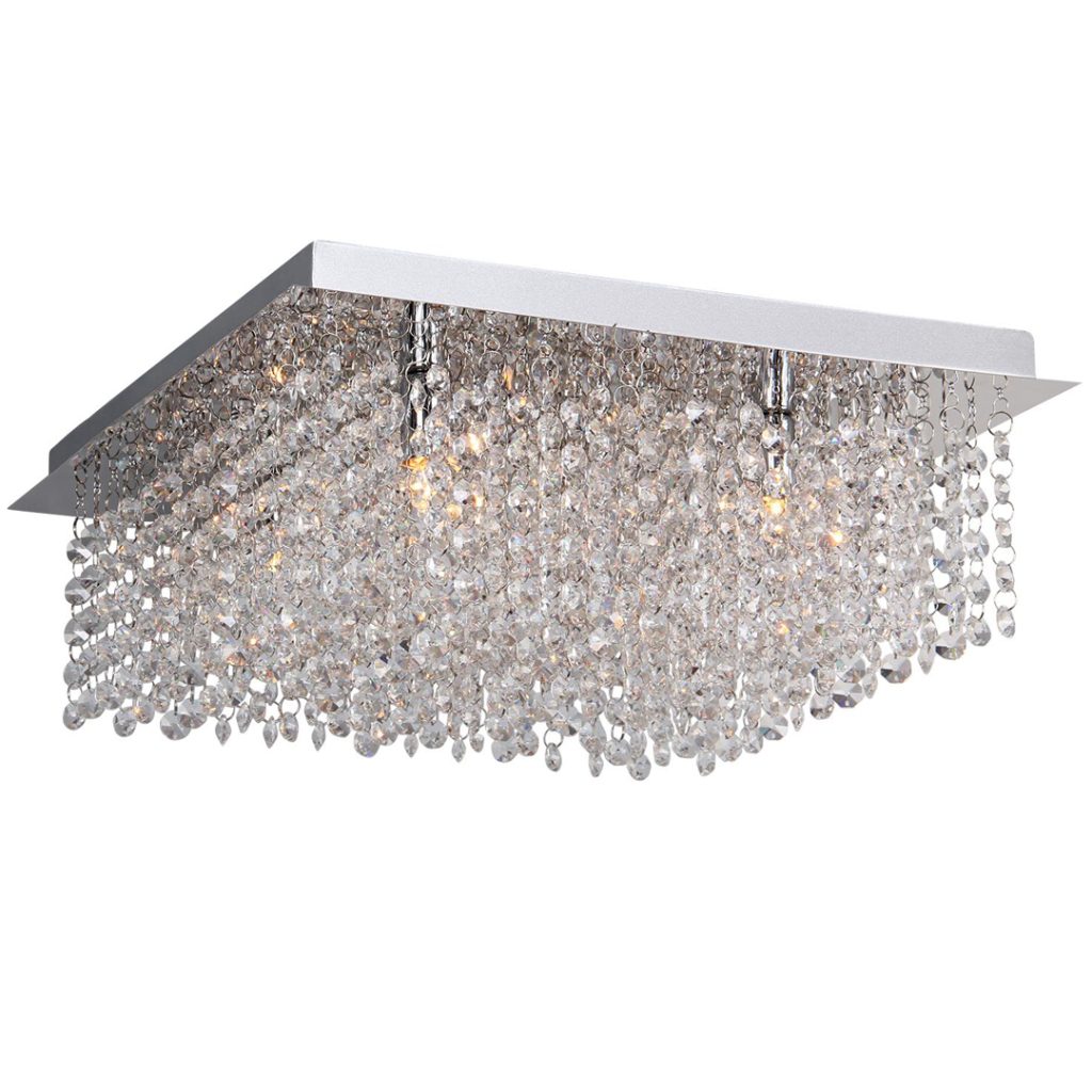 Livorno taklampe 38x38 cm krystall og kr