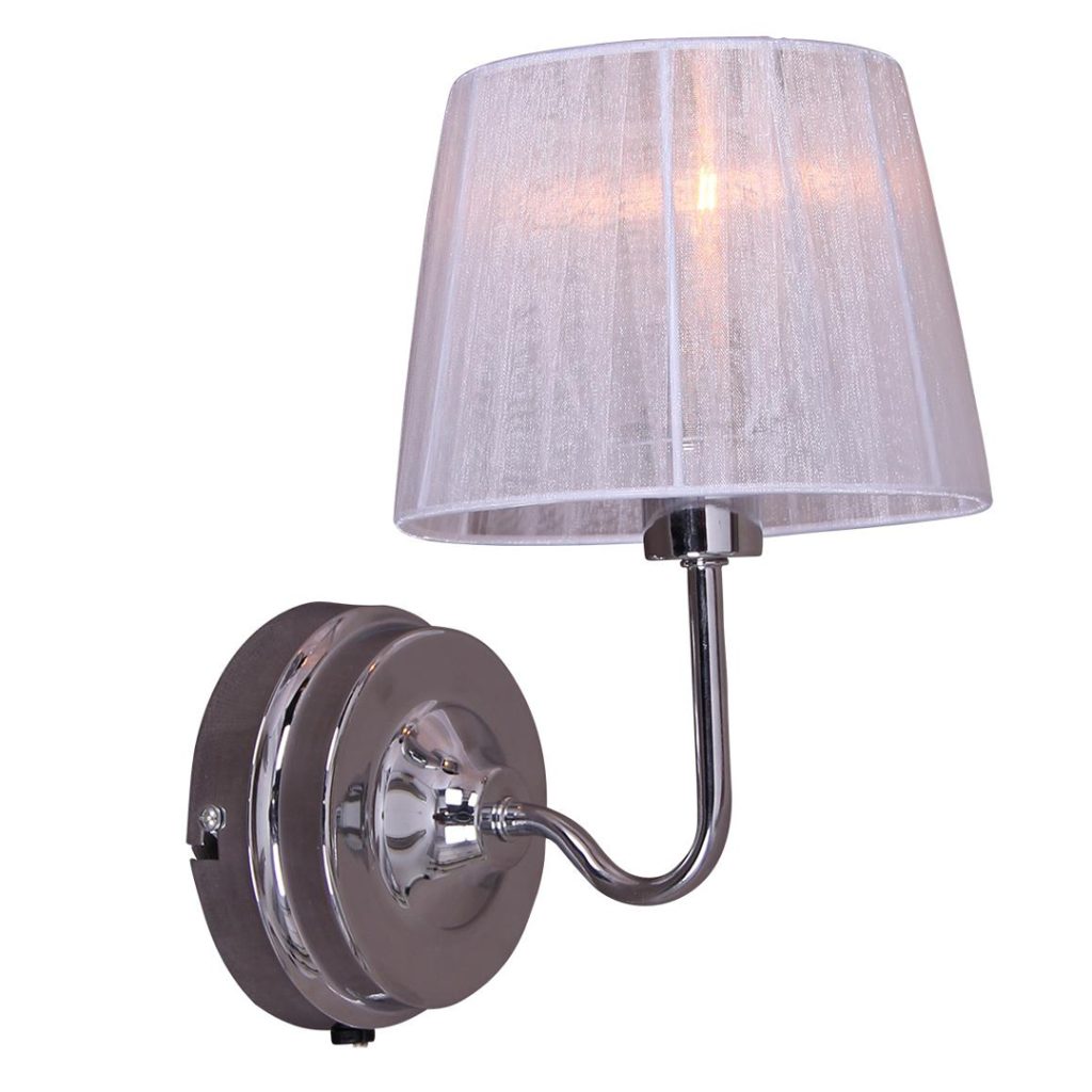 Cadiz vegglampe krom med hvit skjerm