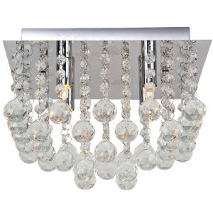 Merkur taklampe kvadrat krystall og krom