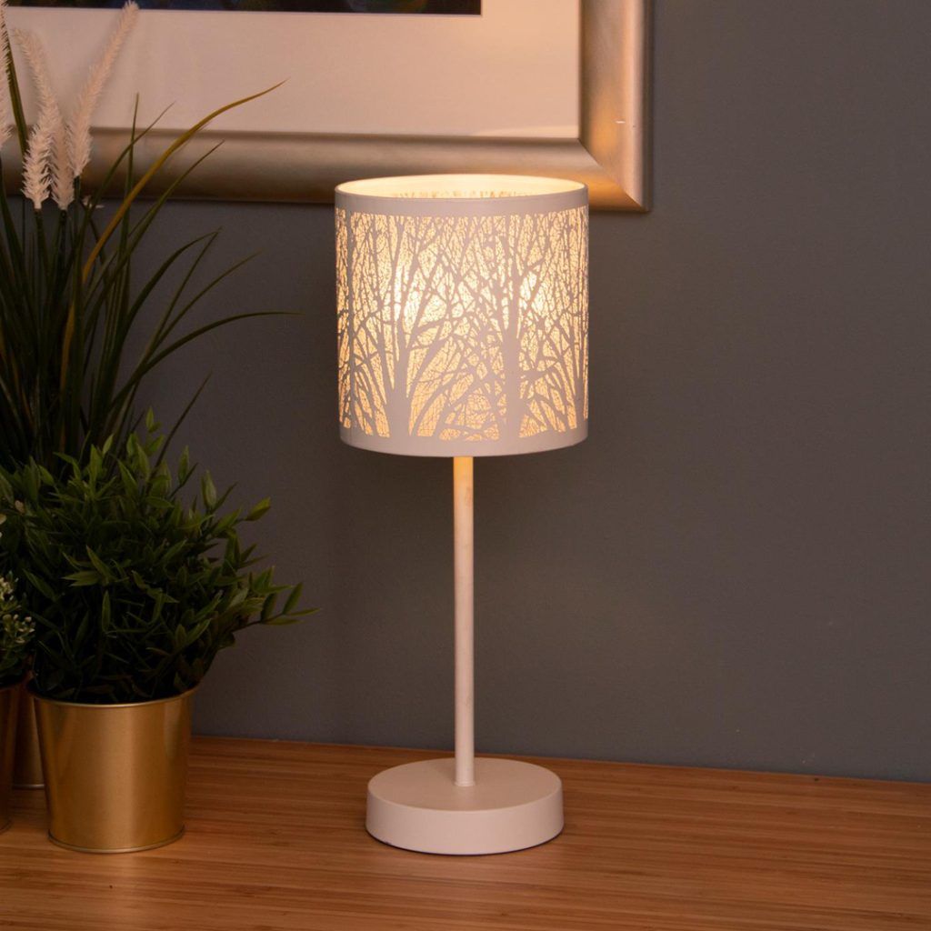 Forest bordlampe hvit med skjerm