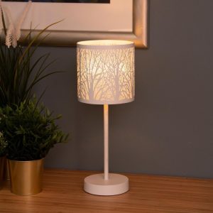 Forest bordlampe hvit med skjerm