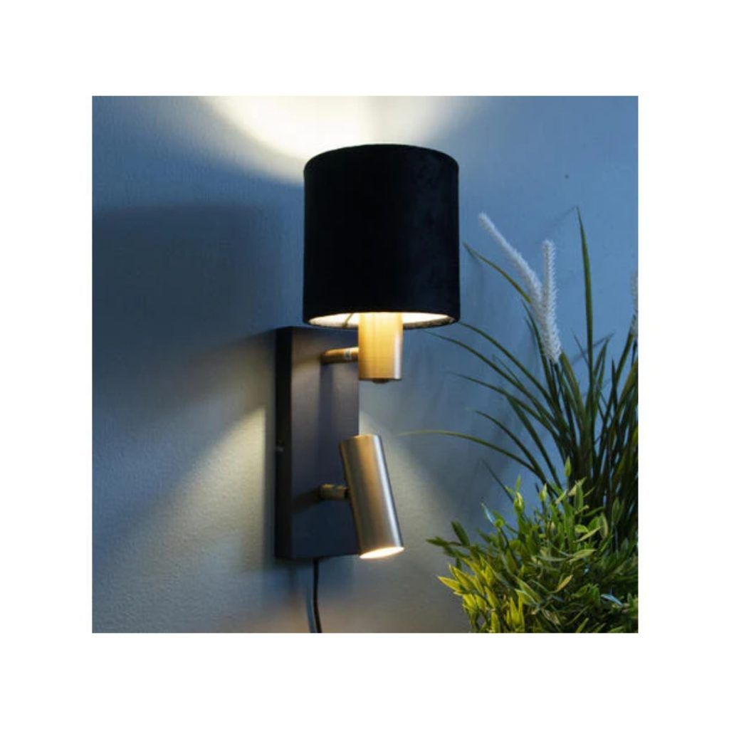 Florida vegglampe sort og messing