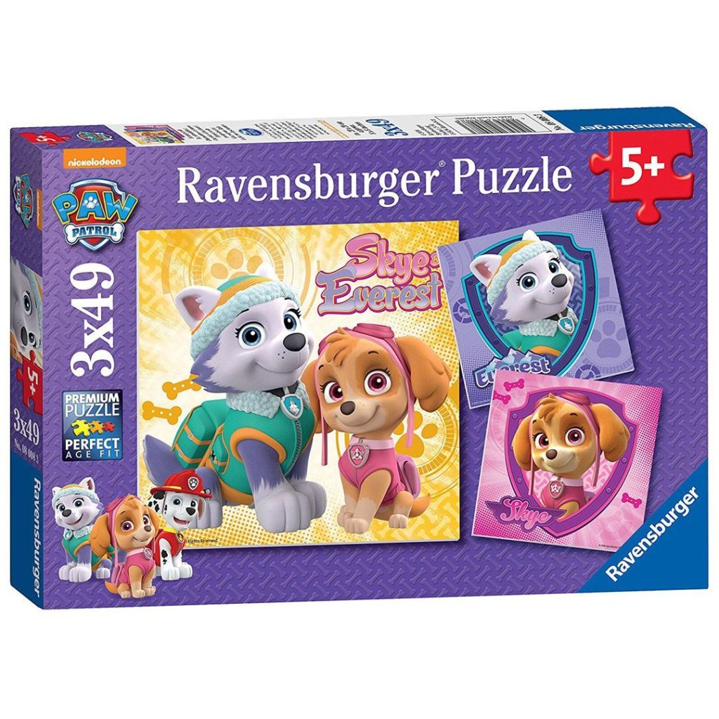 Puslespill paw patrol søte valper 3x49p
