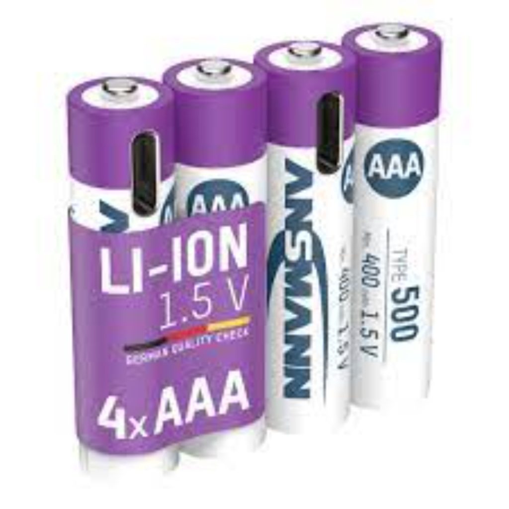 Ansmann li-ion aaa 4pk med kabel