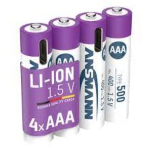 Ansmann li-ion aaa 4pk med kabel