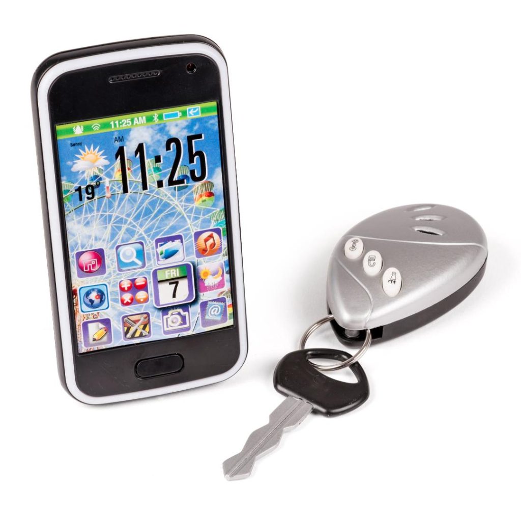 Mobiltelefon,bilnøkkel med lys