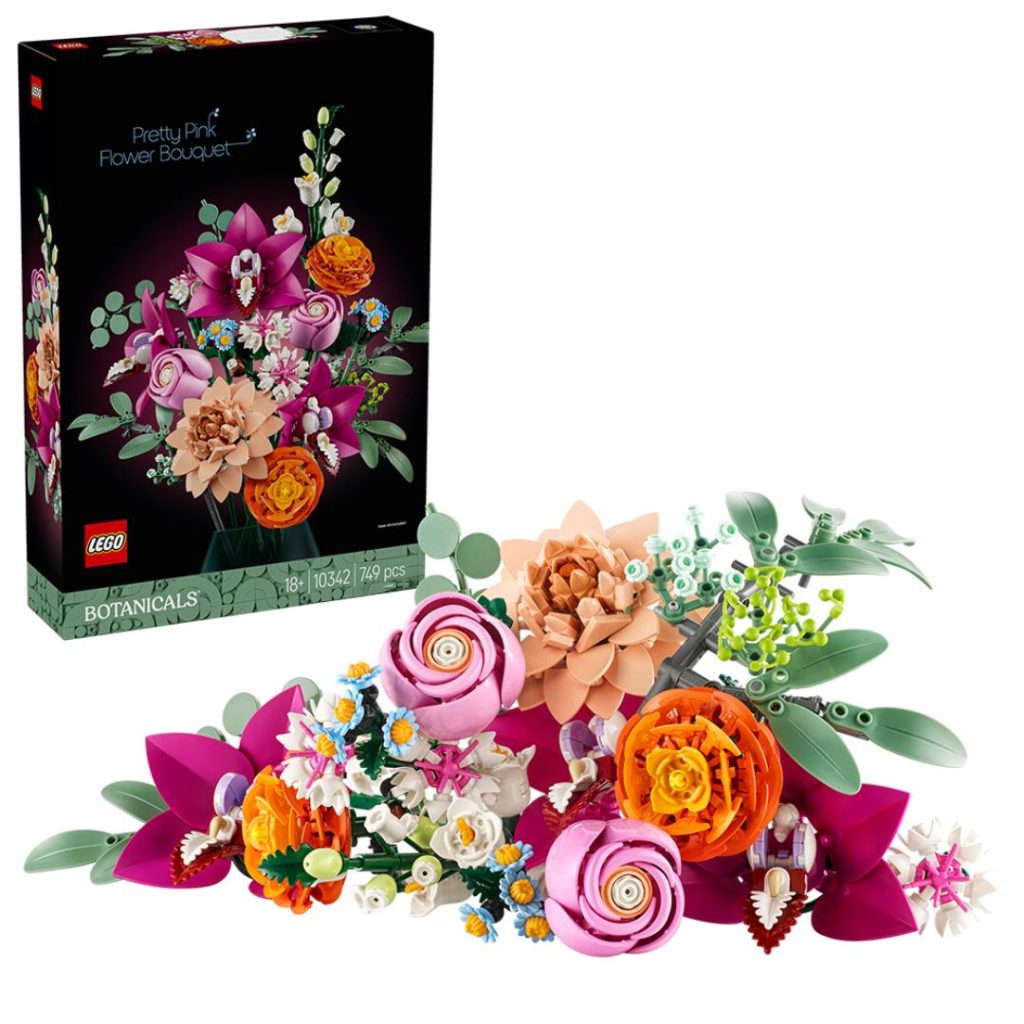 Lego vakker bukett med rosa blomster