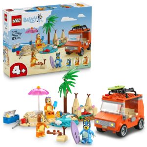 Lego bluey og familiens biltur til stran