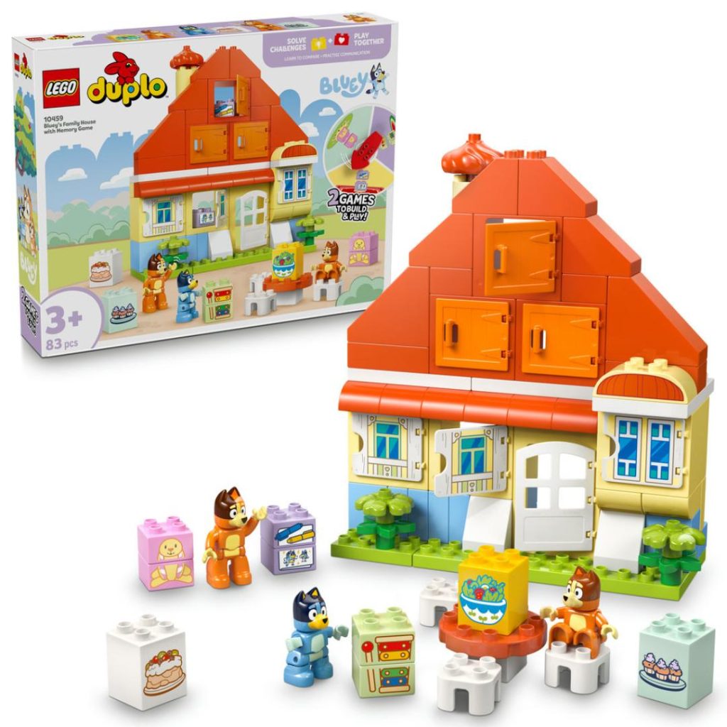 Lego blueys hus med huskespill