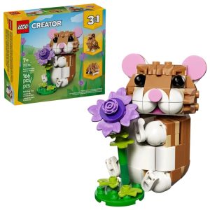 Lego søt hamster med en blomst