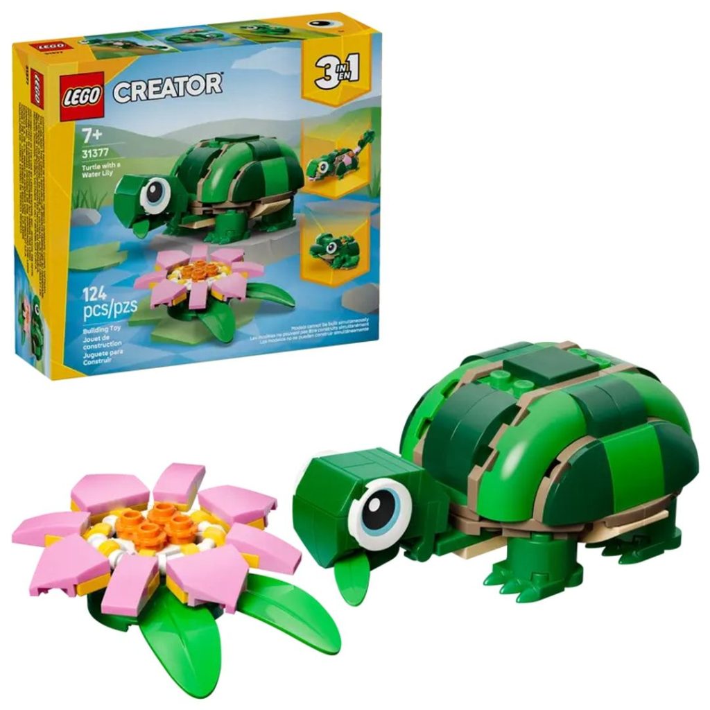 Lego skilpadde med vannliljeblomst