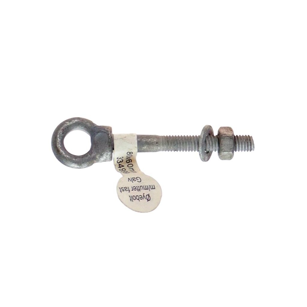 Øyebolt m/mutter fast 8x60mm galv