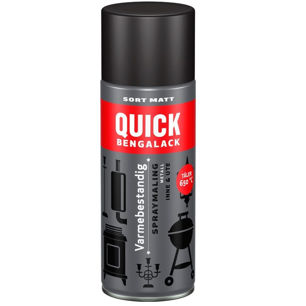 Quick varmebestandig spray sort matt