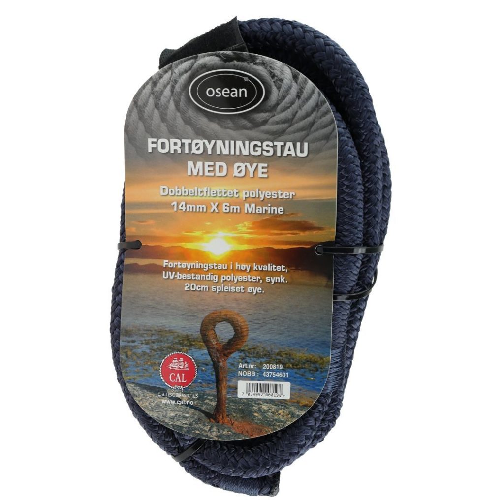 Tau fortøyning m/øye, flettet 14mm x 6m