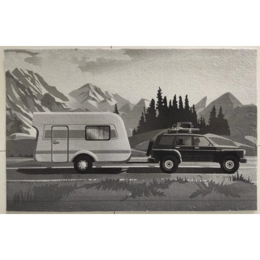Dørmatte camping 45x70cm grå
