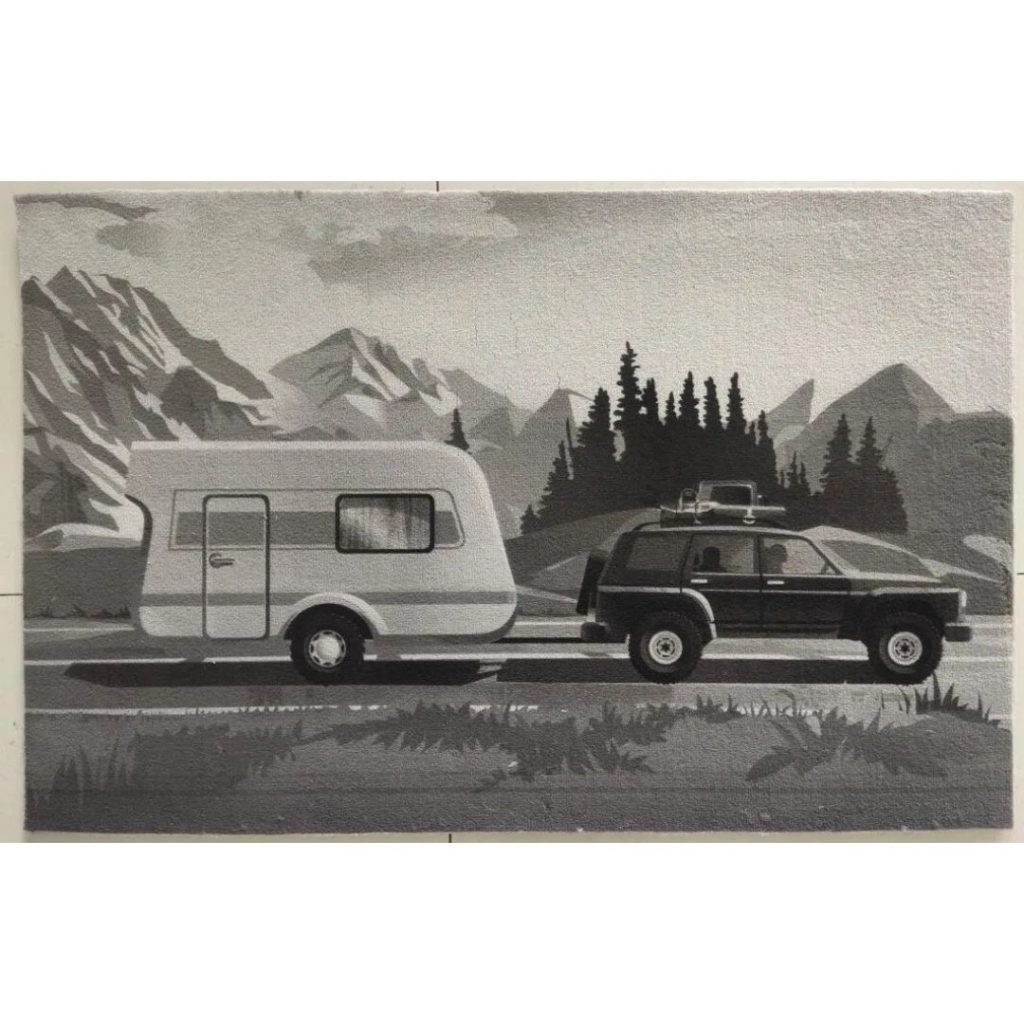Dørmatte camping 45x30cm grå