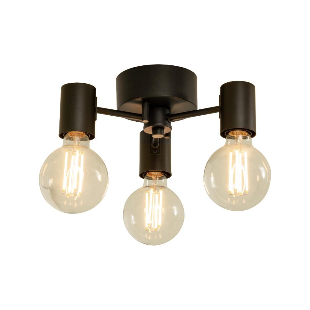 Strict plafond svart 3 x e27