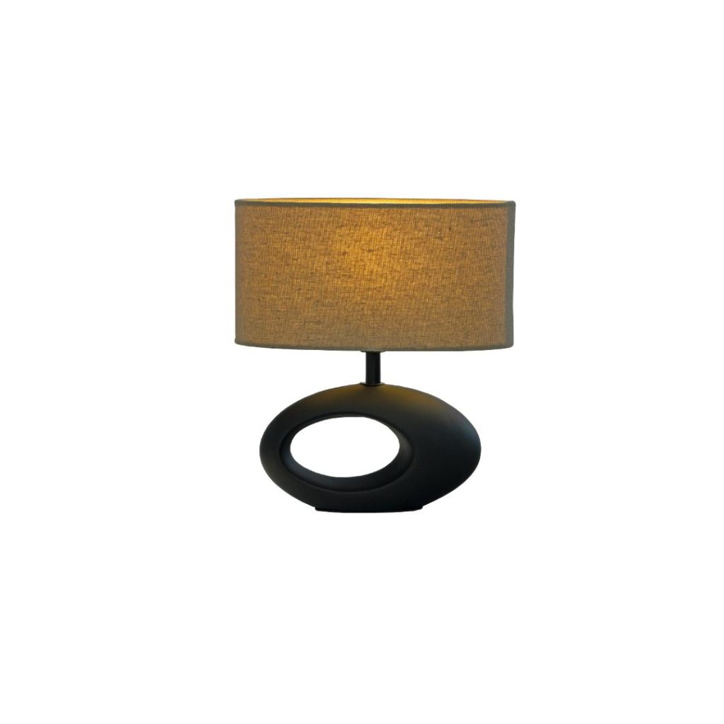 Olina bordlampe svart/beige e14 skjerm i