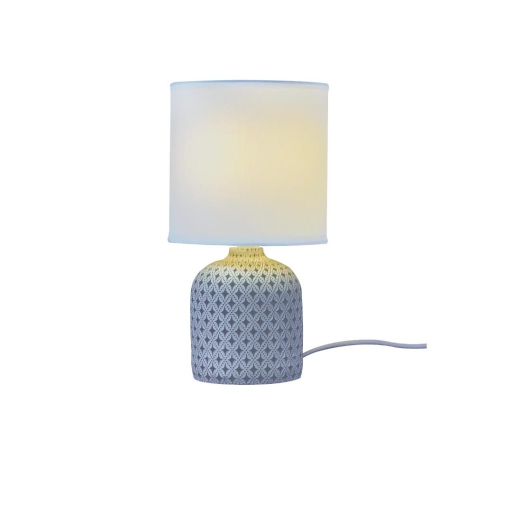 Fideli bordlampe hvit-/gråmønstret/hvit