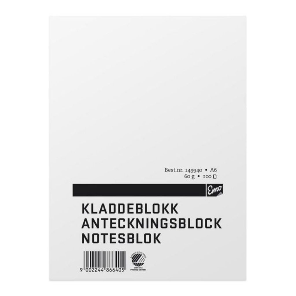 Emo kladdeblokk a6 60g 100 blad ulinjert
