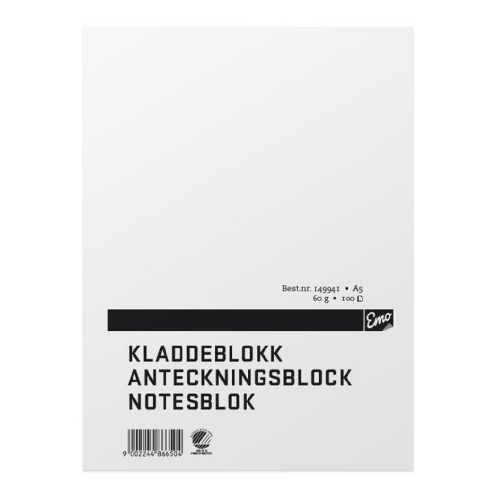 Emo kladdeblokk a5 60g 100 blad ulinjert
