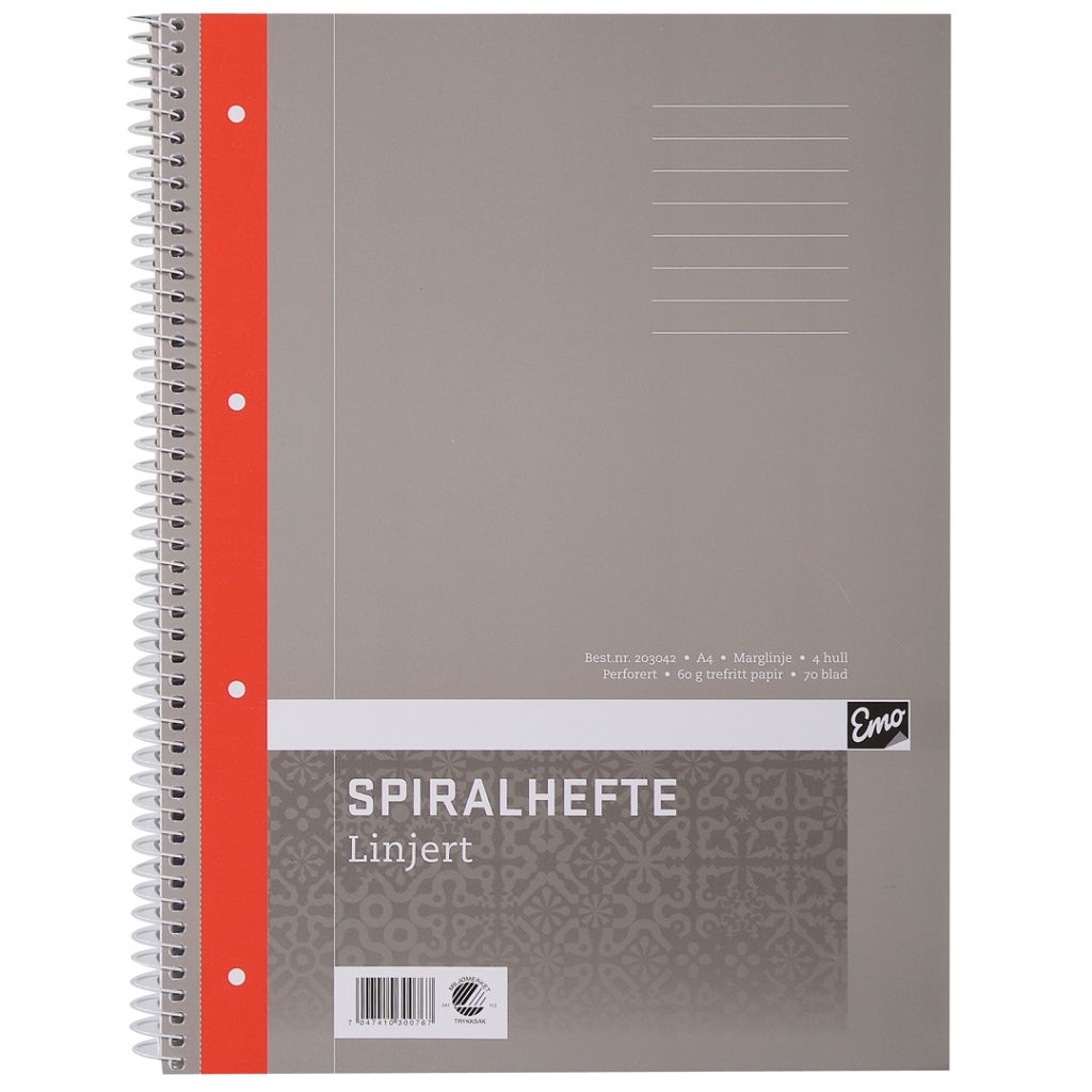 Spiralhefte emo a4 linjer 60g 70 blad