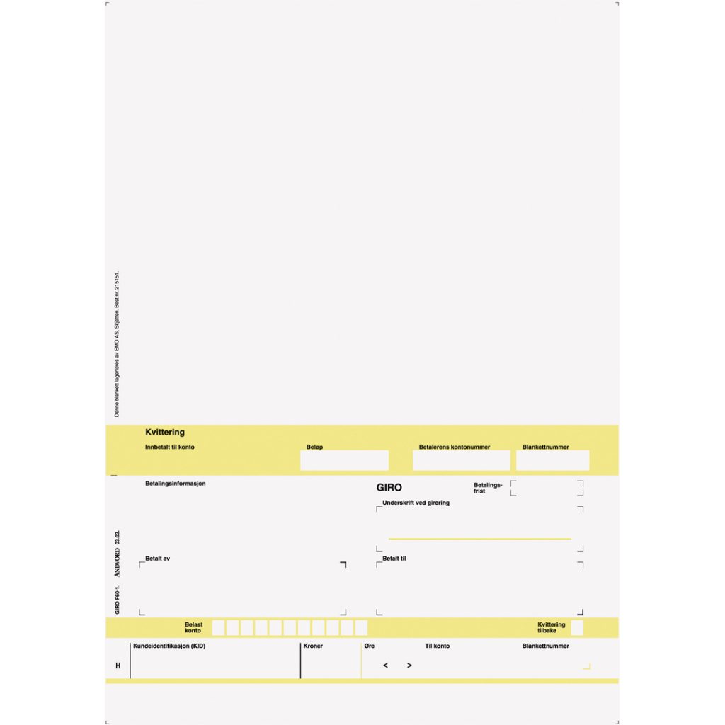 Faktura/giro a4 laser 1x hvit (500)