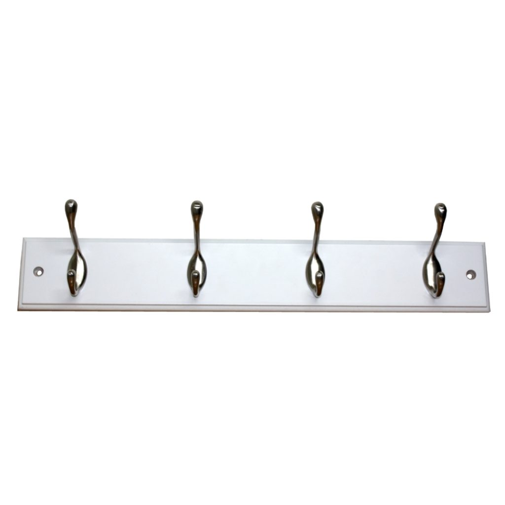 Knaggerekke 45x7x1,5 cm 4 kroker hvit