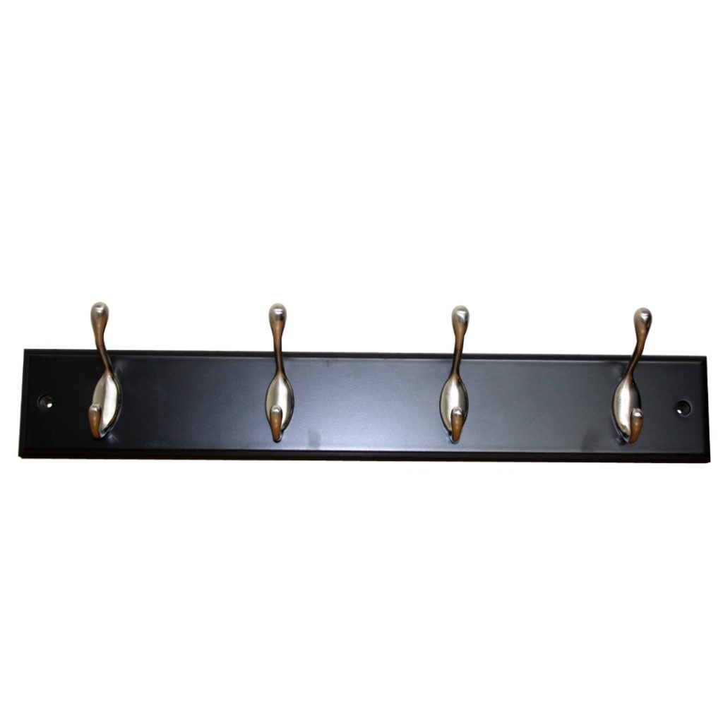 Knaggerekke 45x7x1,5 cm 4 kroker sort