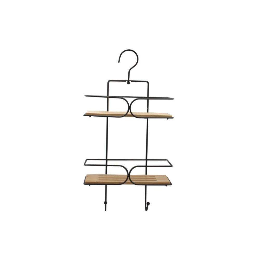 Dusjhylle 2h sort matt m/bambus h38,50xb