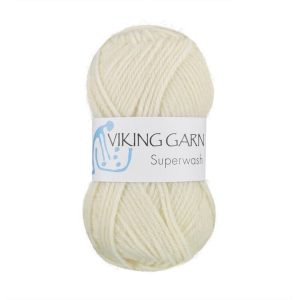 Garn viking superwash 100 bleket hvit