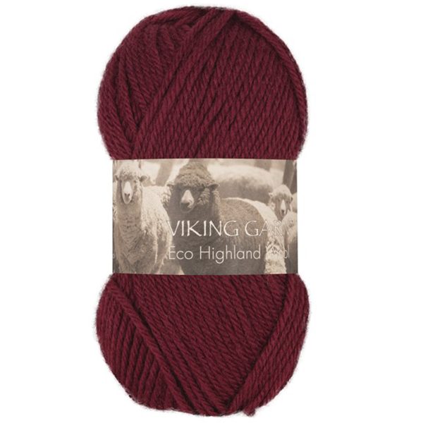 Viking Highland Eco Wool, farge 258 Mørk Burgu