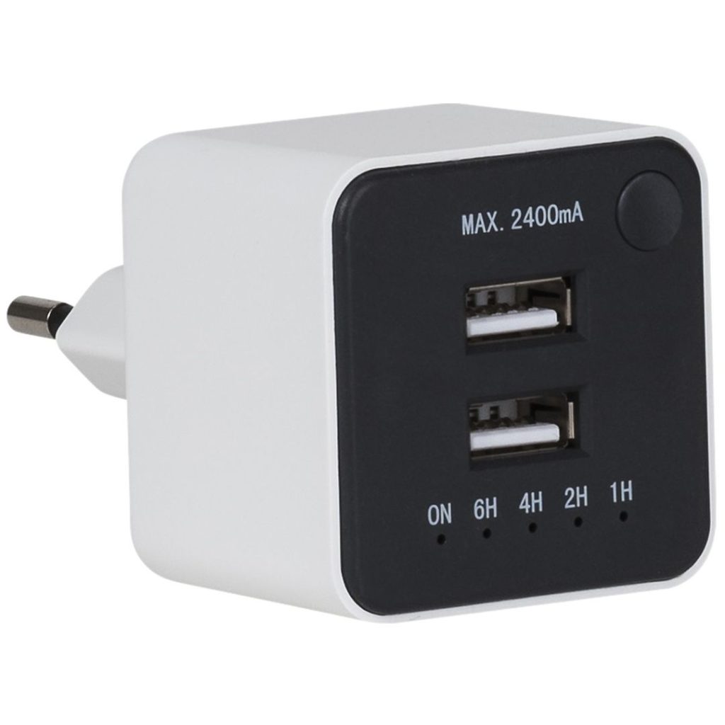 Gelia usb lader 2-veis med timer