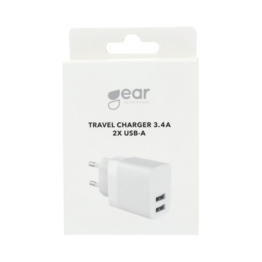 Lader 220v 2xusb-a 3,4a hvit