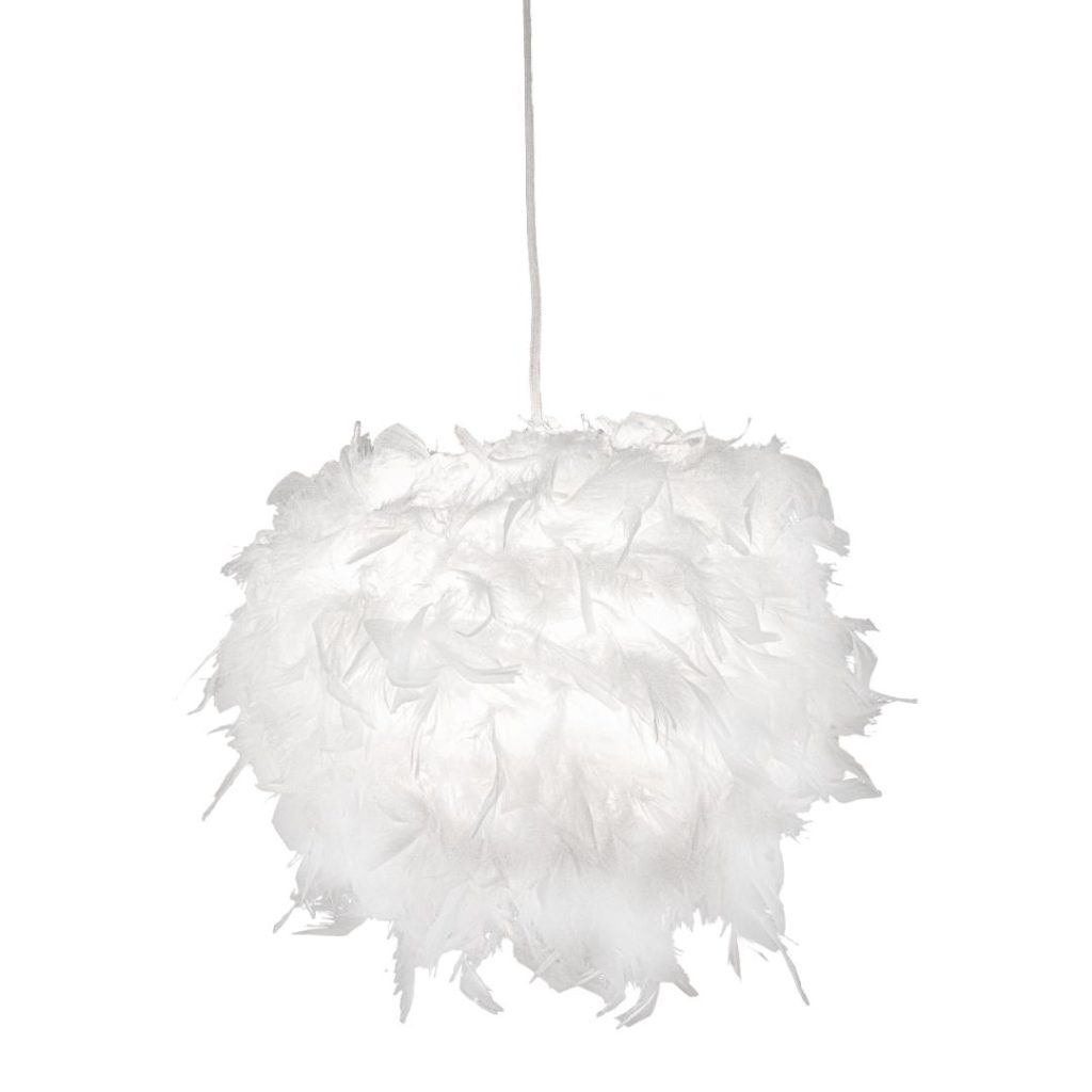 Boa taklampe 25 cm hvit fjær