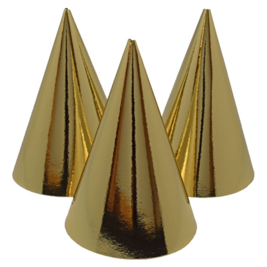 Party hat foil gull 6-p  gr 3