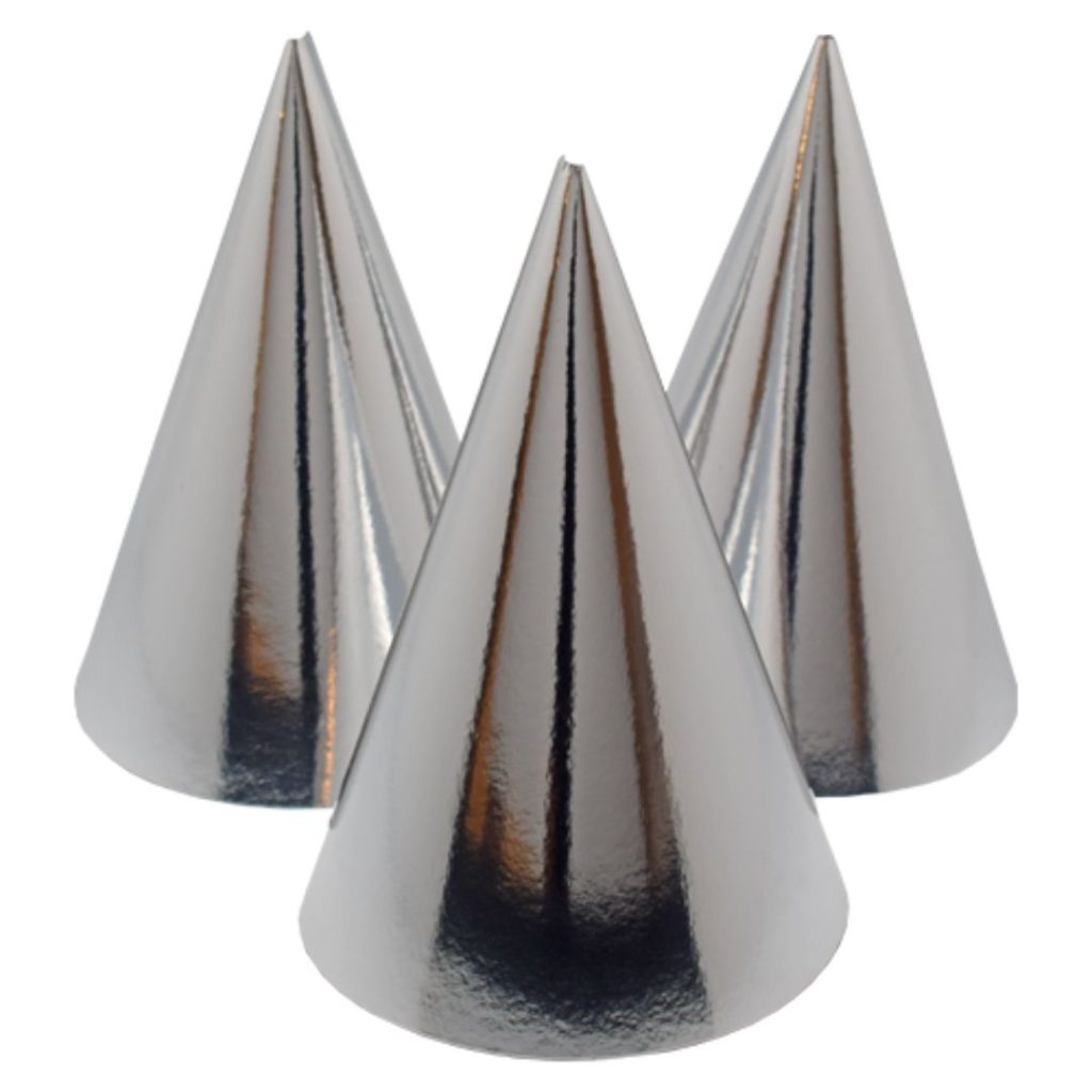 Party hat foil sølv 6-p  gr 3