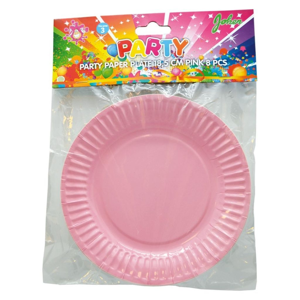 Party papir tallerken 18,5 cm pink 8-p