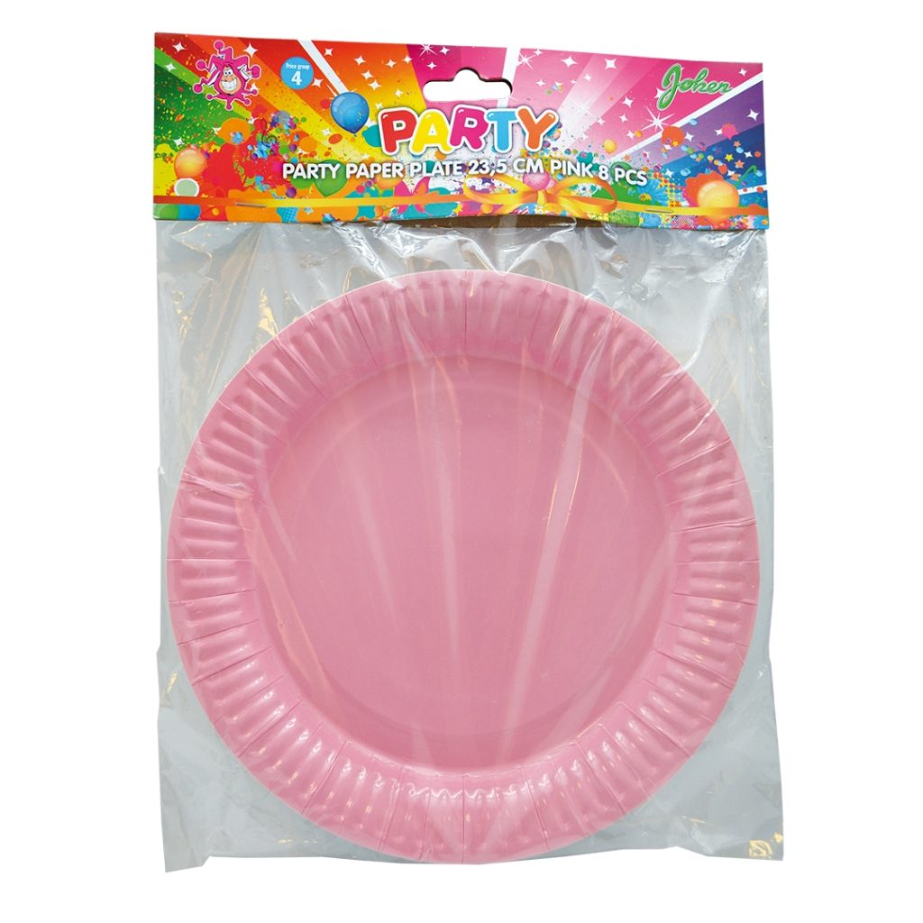 Party papir tallerken 23,5 cm pink 8-p