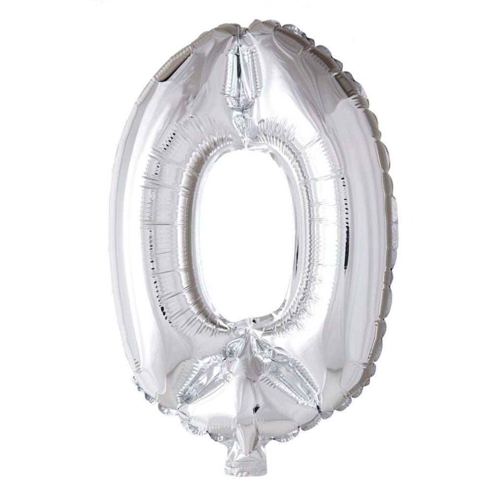 Foil balloon number 0 silver 41 cm (6)