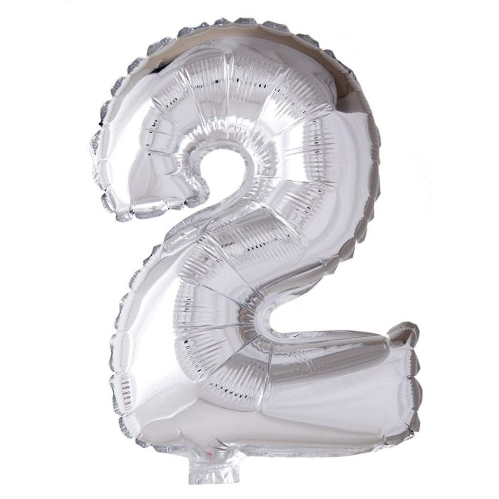 Foil balloon number 2 silver 41 cm (6)