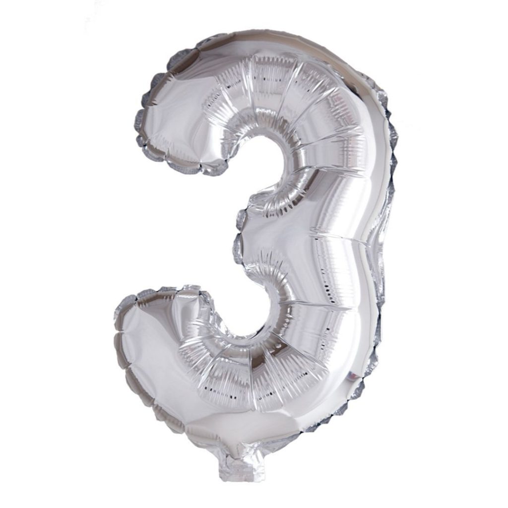 Foil balloon number 3 silver 41 cm (6)