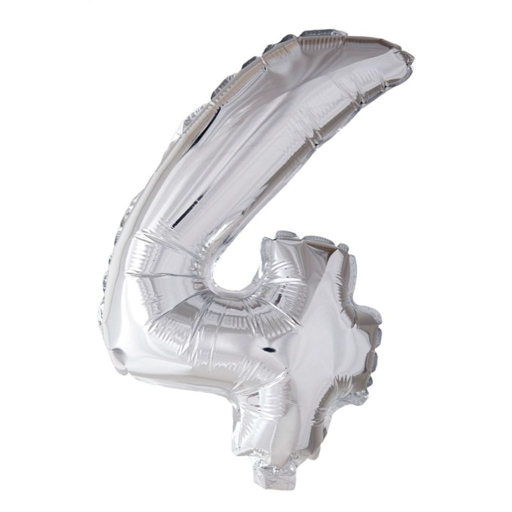 Foil balloon number 4 silver 41 cm (6)