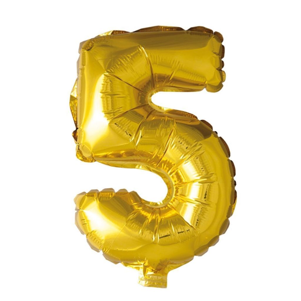 Foil balloon number 5 gold 41 cm (6)
